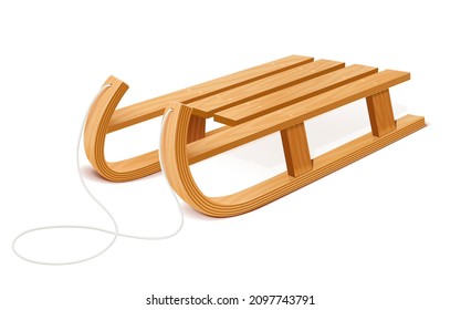 Wooden sleigh. Transport for snow ride, Isolated on white background. Eps10 vector illustration.