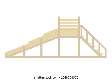 Wooden slide for skiing in winter icon. Colored silhouette. Side view. Vector flat graphic illustration. The isolated object on a white background. Isolate.