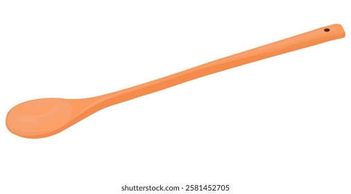 wooden small spoon. Traditional national utensils. Vector illustration. Isolated on white background. 