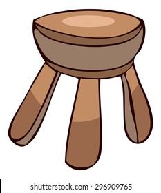 Wooden Small Stool, Vector Illustration.