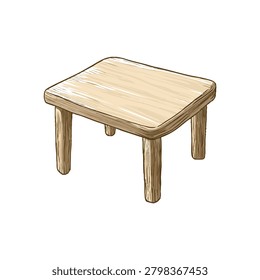 wooden small table with rounded legs and smooth top