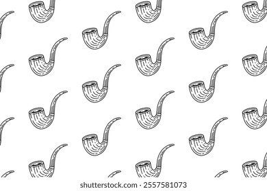 wooden smoke pipe retro doodle seamless pattern on white background for decor, merchandise. cigar pipe isolated vector pattern background. seamless pattern of pipe smoking background. 