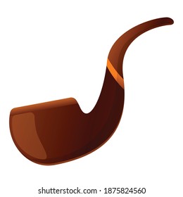 Wooden smoking pipe icon. Cartoon of wooden smoking pipe vector icon for web design isolated on white background