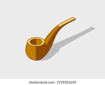 Ilustración vectorial isométrica de madera del tubo de fumar con la sombra