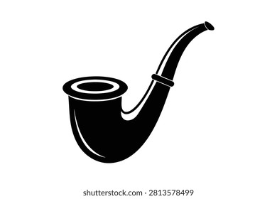 Wooden smoking pipe silhouette vector illustration isolated on white background