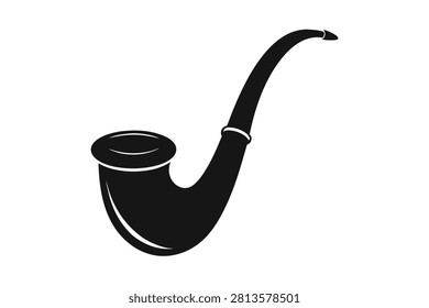 Wooden smoking pipe silhouette vector illustration isolated on white background
