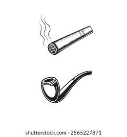 Wooden smoking pipe vector design template