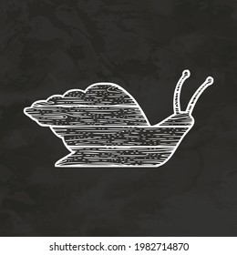 Wooden Snail Silhouette Hand Drawn Sketch Engraving Style Retro Vintage Vector Illustration