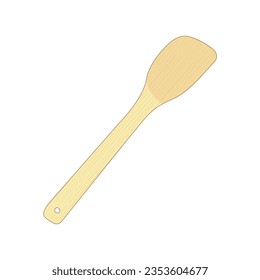 Wooden spatula kitchen utensil isolated on white background. vector