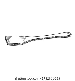Wooden Spatula Kitchen Utensil Vector Line Art Hand Drawn Illustration
