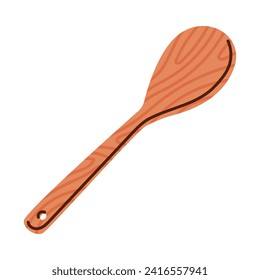 Wooden Spatula Tool with Handle as Cooking Utensil Vector Illustration