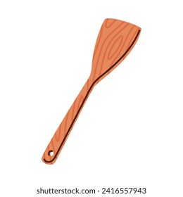 Wooden Spatula Tool with Handle as Cooking Utensil Vector Illustration