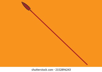 Wooden Spear With An Obsidian Blade On The Tip