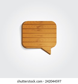 wooden speech bubble vector illustration icon-decorative background element for text 