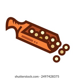 Wooden spice spoon or scoop colorful icon illustration isolated on square white background. Simple flat outlined cartoon art styled drawing.
