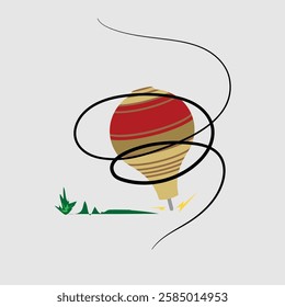 Wooden Spinning Top Vector Artwork