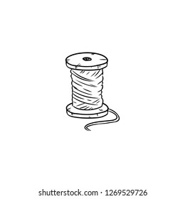 Wooden spool of cotton thread doodle sketch