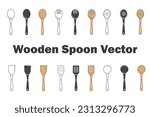 Wooden Spoon Bundle Vector, Spoon Vector , Restaurant Equipment , Cutlery Knife Spoon Fork Silhouette, Knife Spoon Fork bundle, Wooden illustration bundle