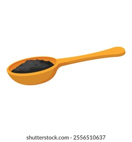 Wooden spoon containing black caviar, a luxurious and expensive gourmet food