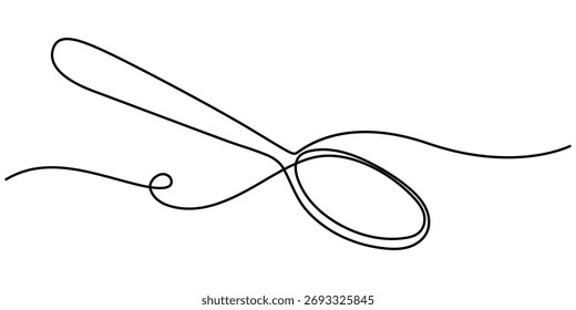 cuchara de madera continua de una línea de dibujo, cucharas de madera Editable ilustración de contorno. 