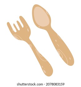 Wooden spoon, fork, Zero waste lifestyle, natural material