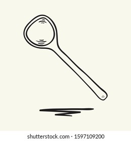 Wooden spoon.  Hand drawn vector illustration.