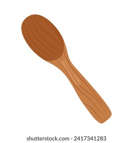 Wooden spoon isolated on white background. Simple vector illustration.	