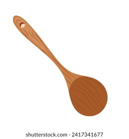 Wooden spoon isolated on white background. Simple vector illustration.	