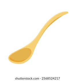 Wooden spoon isolated on white background. Kitchenware utensil. Cartoon style design. Vector illustration