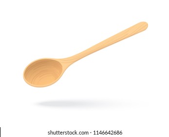 Wooden Spoon isolated white background.