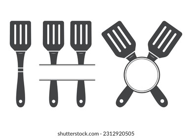 Wooden Spoon Monogram vector, Wooden Spoon Silhouette, Wooden Spoon Vector, Restaurant Equipment, Clip Art, Fork Spoon and Knife monogram, Vector, illustration