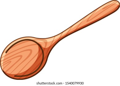 Wooden spoon on white background illustration