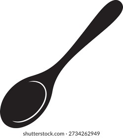 Wooden Spoon Only Silhouette Vector Illustration. Vector Black silhouettes. with white background
