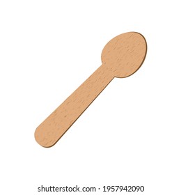 Wooden spoon realistic style on isolated white background. Ice cream stick. Eco friendly food accesories. Medical tongue depressors. Vector 10 eps