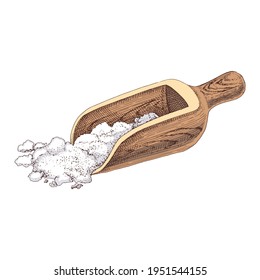 Wooden spoon with sea salt