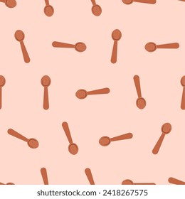 Wooden spoon seamless pattern. Suitable for backgrounds, wallpapers, fabrics, textiles, wrapping papers, printed materials, and many more. Editable vector.