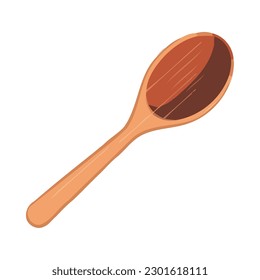 Wooden spoon and spatula for cooking soup isolated