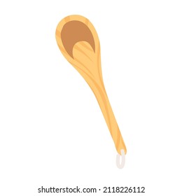 wooden spoon utensil flat icon