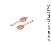 Wooden spoon vector 3d isometric, color web icons set, new flat style. Creative illustration design, idea for infographics.