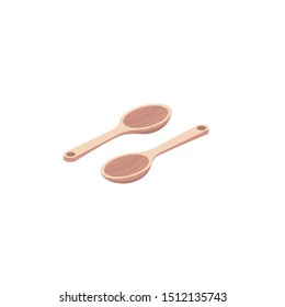Wooden spoon vector 3d isometric, color web icons set, new flat style. Creative illustration design, idea for infographics.