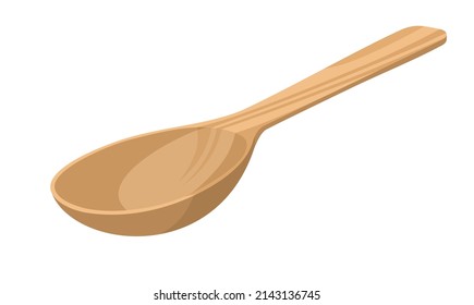 Cuchara de madera. Ilustración vectorial aislada en fondo blanco.