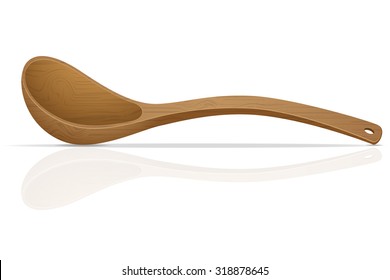 Wooden Spoon Vector Illustration Isolated On White Background