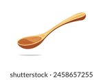 Wooden spoon vector isolated on white background.