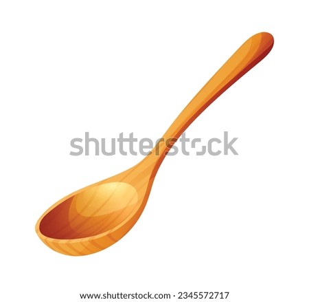 Wooden spoon vector isolated on white background. Kitchenware cartoon illustration