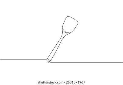 Wooden Spoons continuous one line drawing, Kitchen Spoons continuous one line drawing. Editable outline, continuous line drawing of hanging spatula on white background.