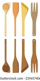 Wooden spoons - vector illustration