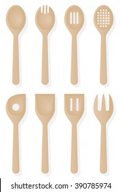 Wooden Spoons. Vector Illustration of a set of Wooden Spoons.