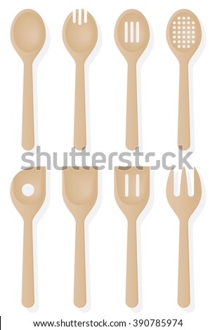 Wooden Spoons. Vector Illustration of a set of Wooden Spoons.