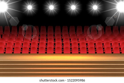 wooden stage and chairs in the hall