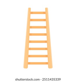 Wooden staircase in cartoon style on a white background isolated. Classic wooden staircase for gardening and home renovations.

